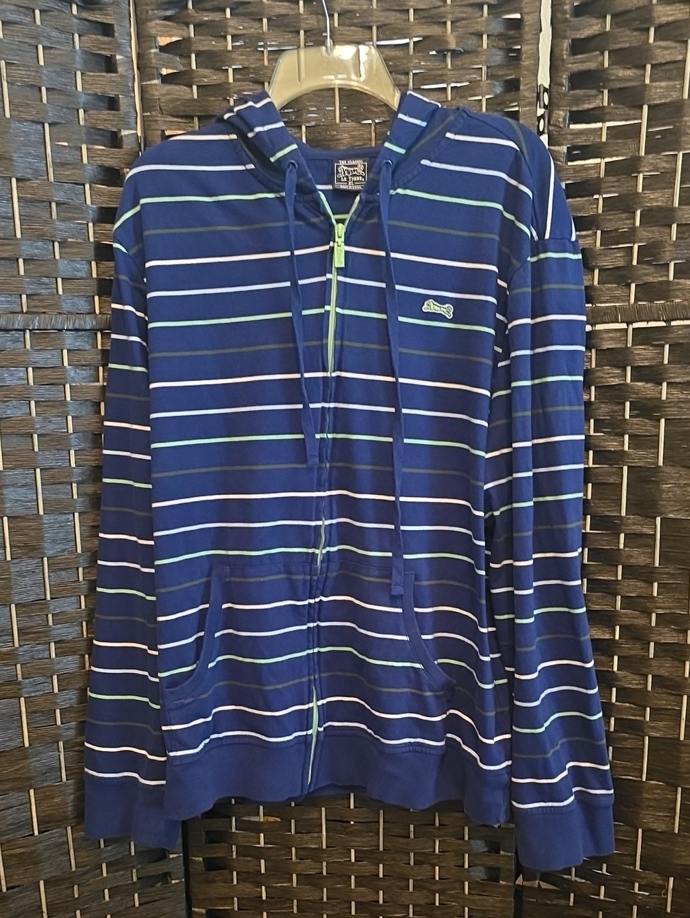 Vintage Le Tigre Full-Zip Striped Hoodie, XL, EUC